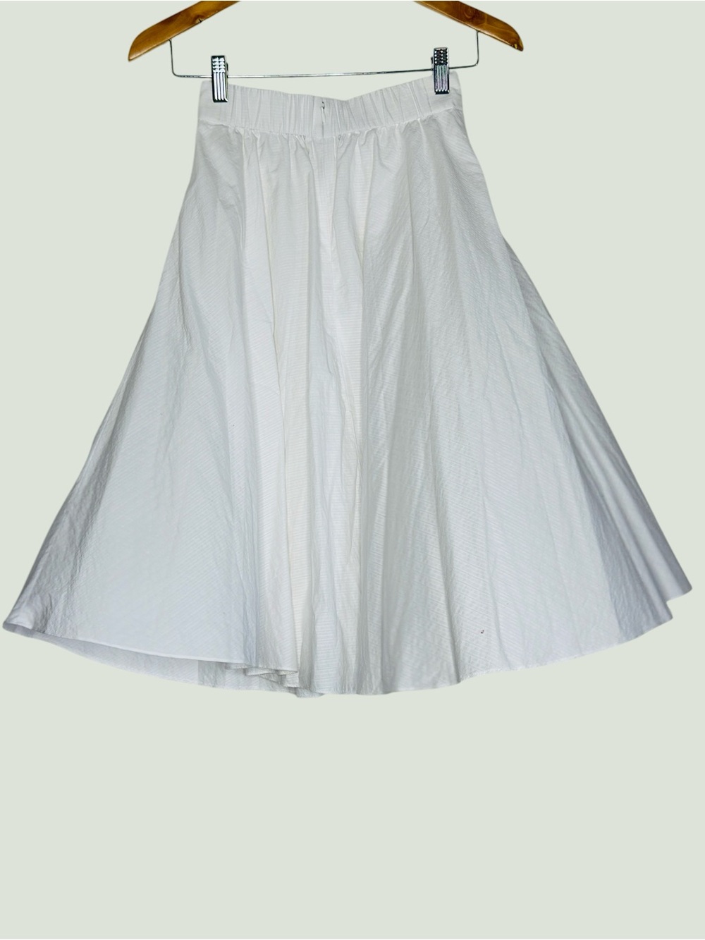 Uniqlo White Flowy Midi Skirt A-Line Swing Skirt Minimalist Summer Skirt Size XS - Picture 4 of 11